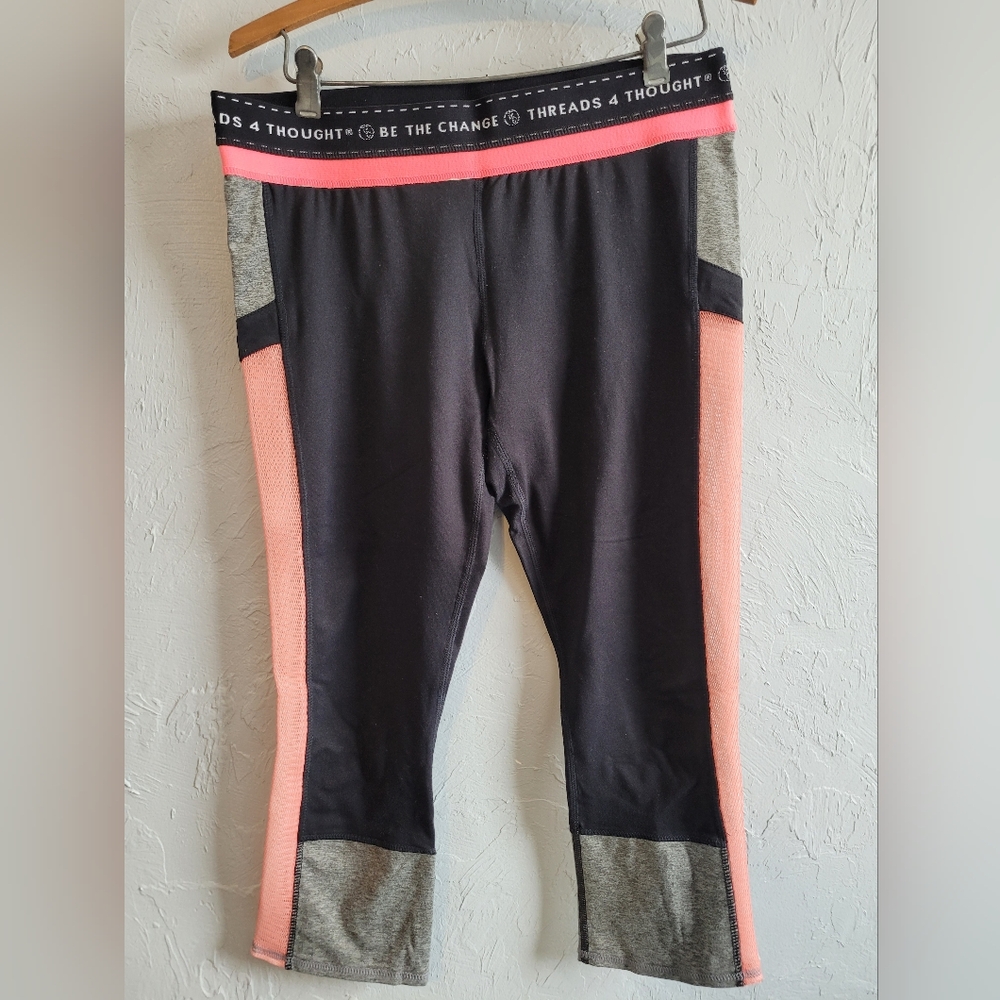Threads 4 Thought Colorblock capri  Leggings - Black and Pink